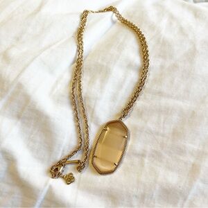 Kendra Scott Rayne Necklace in Rose Gold with a Peach Cat's Eye pendant